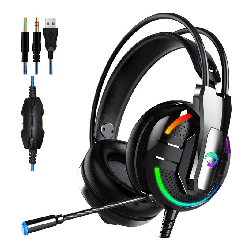 هدست گیمینگ مدل RGB-A18 بدون قابلیت نویز کنسلینگ، جک 3.5 میلی‌متری صدا، دارای میکروفون با قابلیت چرخش، کلید افزایش و کاهش صدا، چراغ LED