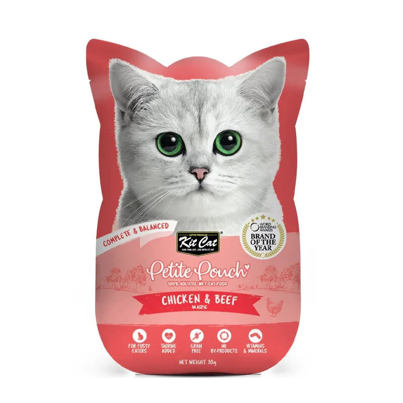 پوچ گربه کیت کت مدل Petite طعم مرغ و گوشت گاو وزن 70 گرم