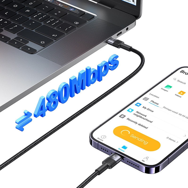 کابل تبدیل USB-C به لایتنینگ یوسمز مدل SJ729-30W طول 1.2 متر