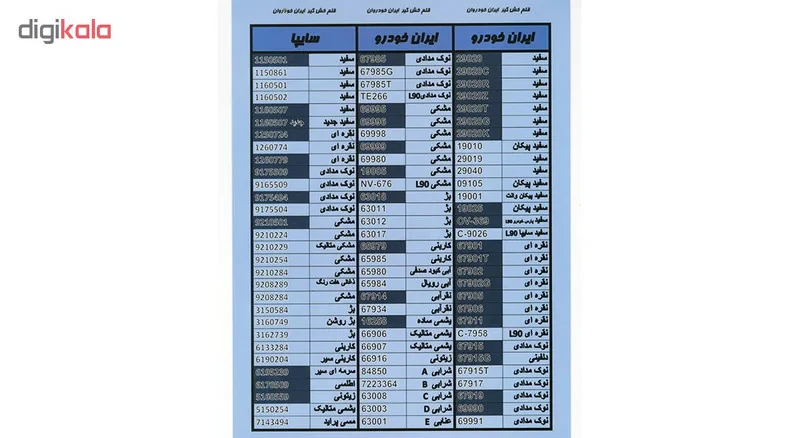 ست کامل قلم خشگیر بدنه خودرو ایران خودروان رنگ سفید ایران خودرو کد 29020Z