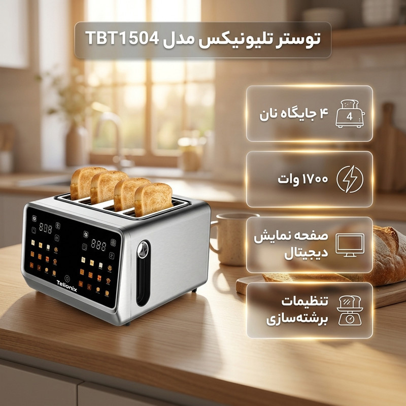 توستر ۴ اسلایس تلیونیکس مدل TBT1504