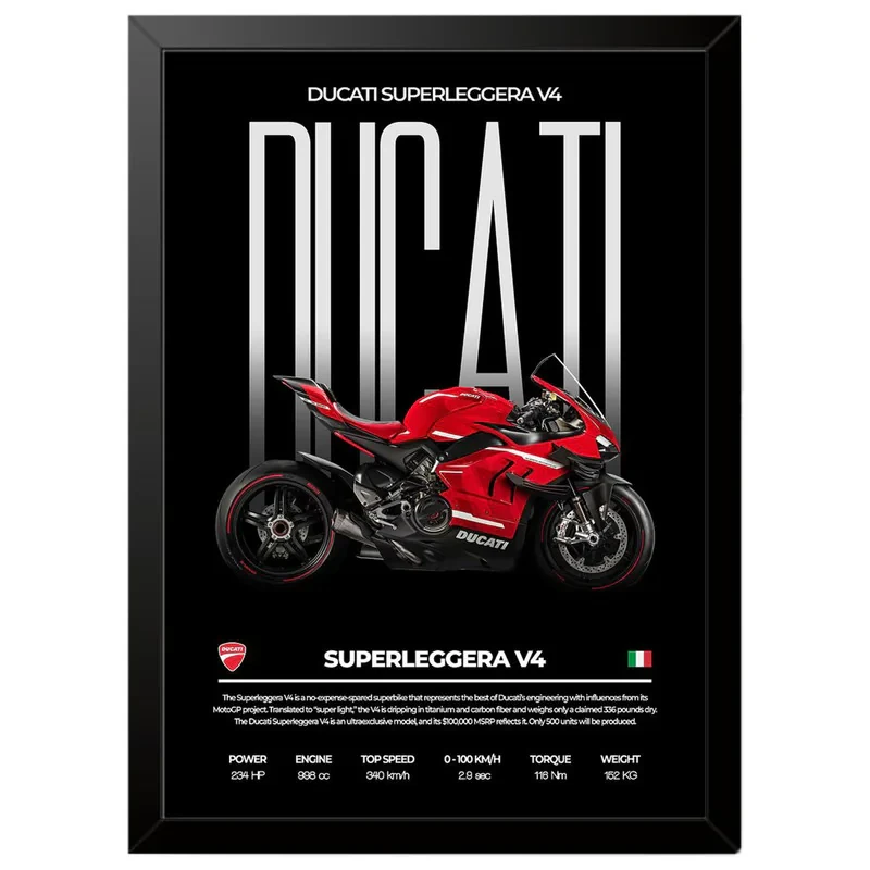 تابلو بکلیت طرح موتور سنگین دوکاتی Ducati Superleggera V4 مدل b-po1691 فریم مشکی