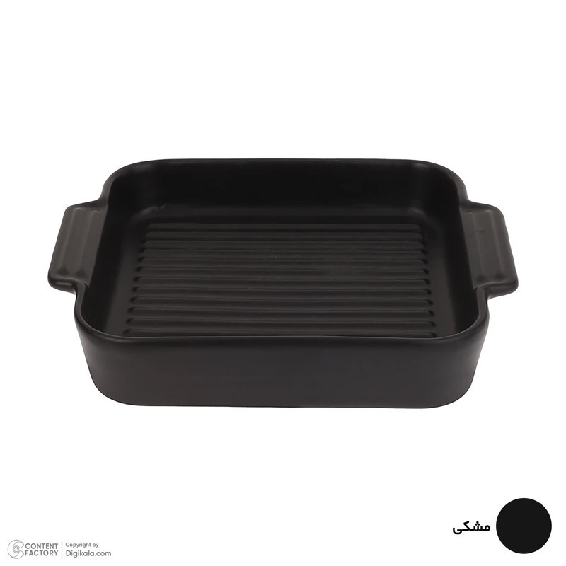 سینی سرامیکی بومی مدل مربع دو دسته مات