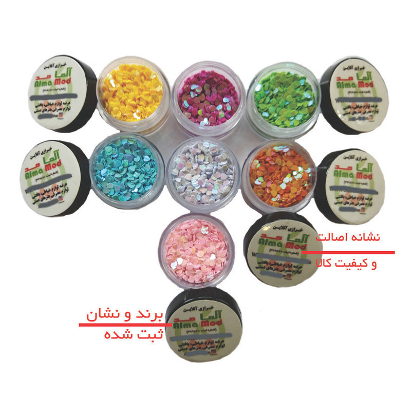 نگین ناخن آلمامد طرح قلب کد GAL مجموعه 7 عددی