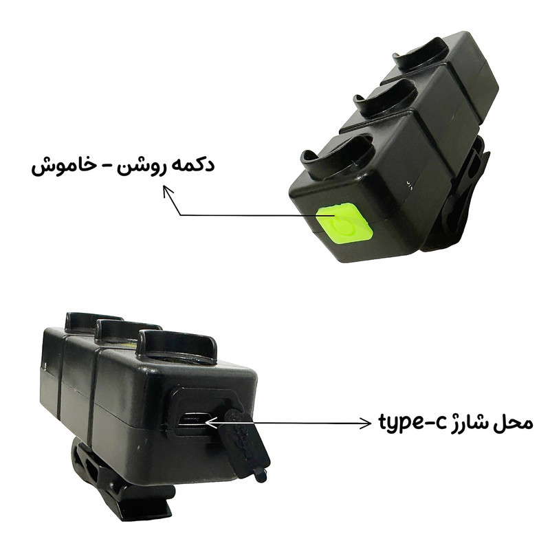 چراغ عقب دوچرخه طرح چراغ راهنمایی رانندگی مدل شارژی