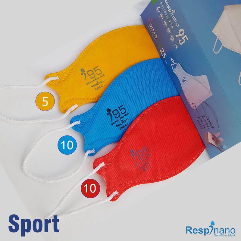 ماسک تنفسی ریما مدل سه بعدی N95 نانو کد Sport-F95 بسته 25 عددی