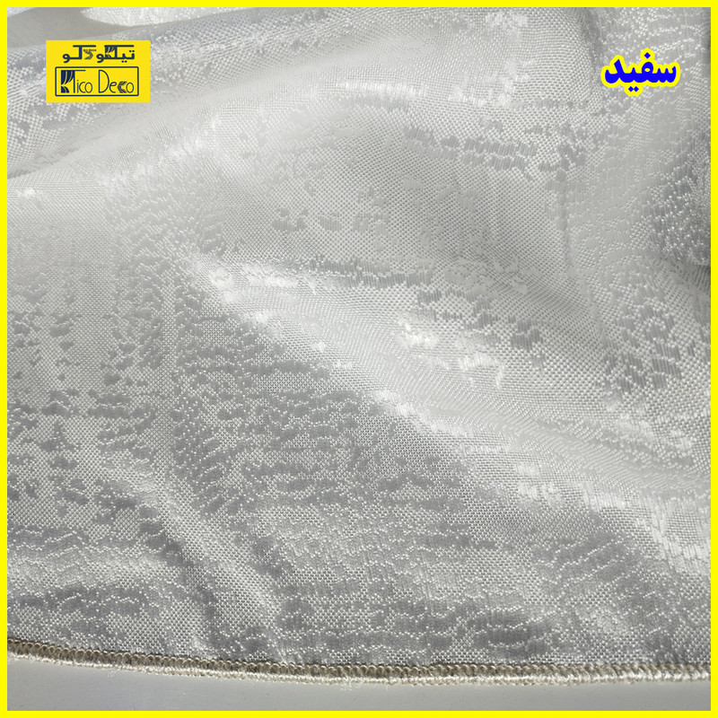 پرده پانچ تیکو دکو مدل حریر کتان ژاکارت طرح محو مدل بدون نیاز به آستر سایز 280 × 300 سانتی‌متر