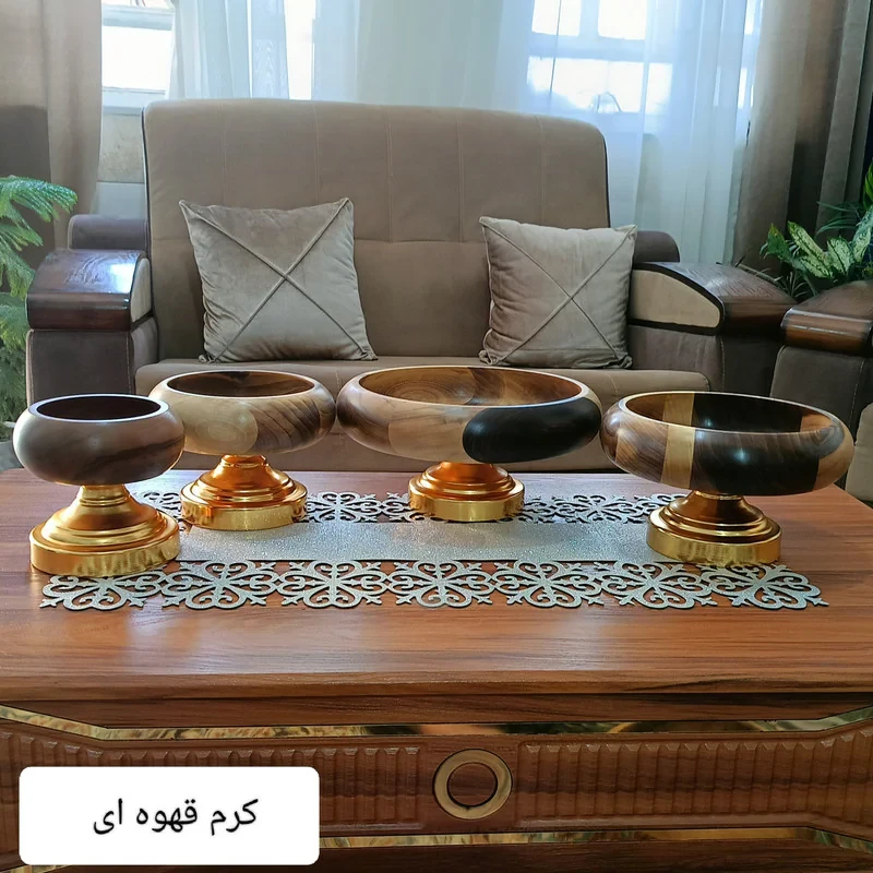 سرویس پذیرایی مدل چوبی پایه فلزی مجموعه 4 عددی