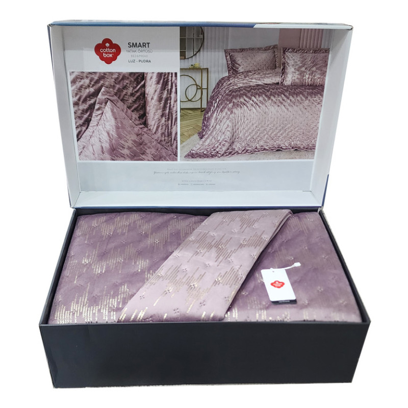 سرویس روتختی دو نفره 3 تکه کاتن باکس مدل Smart Yatak Ortusu Luz Pudra C.K