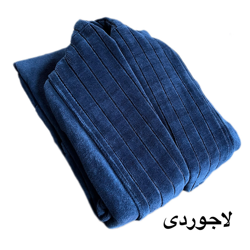 حوله پالتویی آقای کاریزما طرح یقه ابریشم مدل راه راه سایز 125 سانتی متر مناسب محدوده قد 160 الی 185 سانتی متر