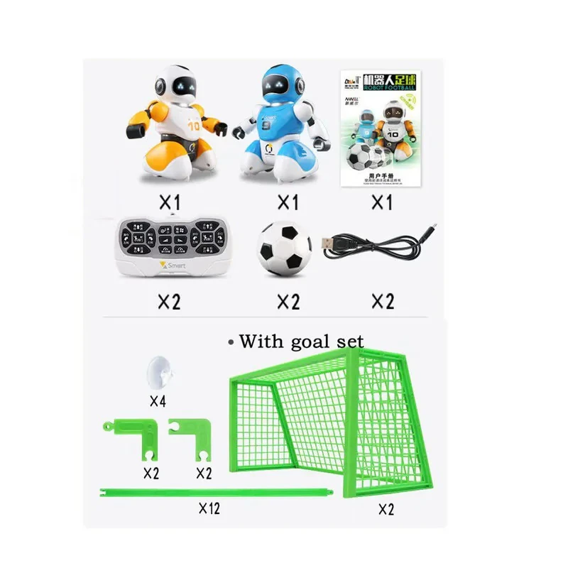 ربات ناب سل مدل فوتبالیست هوشمند شارژی مجموعه 2 عددی به همراه دروازه SOCCER ROBOT
