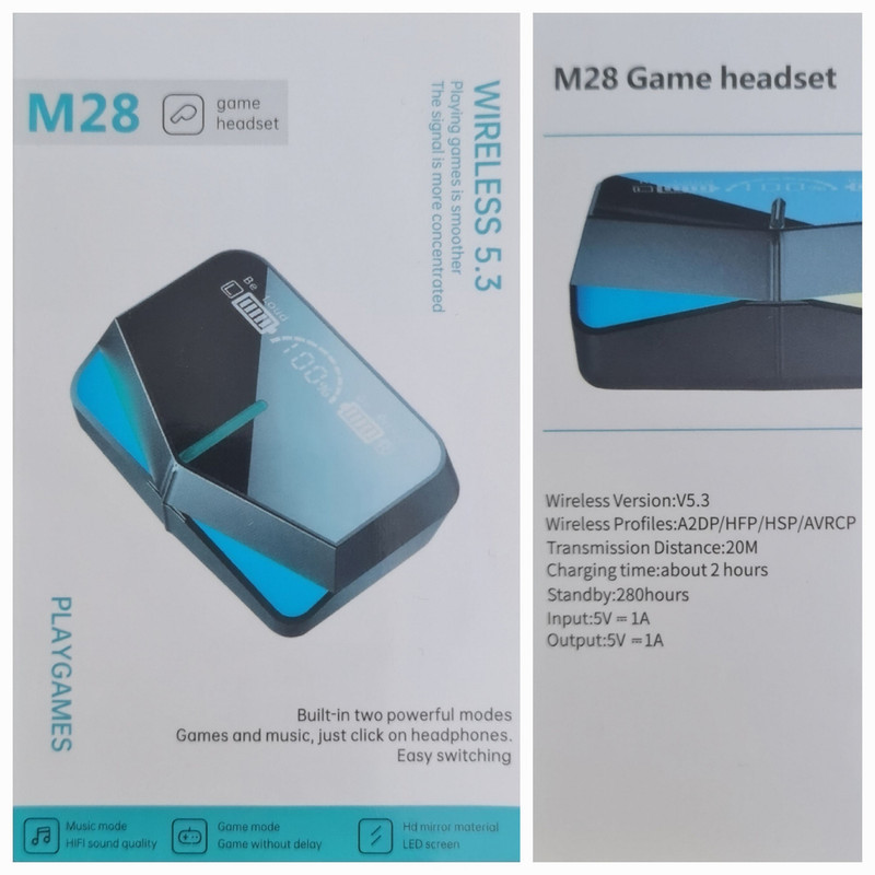 هدفون بلوتوثی گیمینگ مدل m28 playgames v5.3 2023