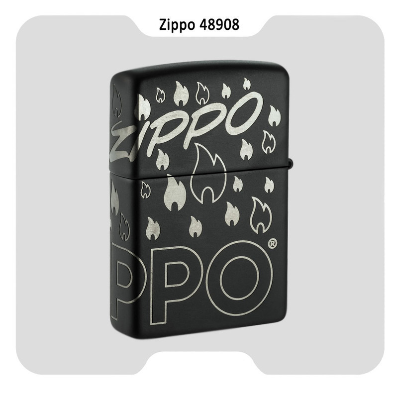 فندک بنزینی زیپو مدل 48908 218C ZIPPO DESIGN طرح لوگو و شعله زیپو