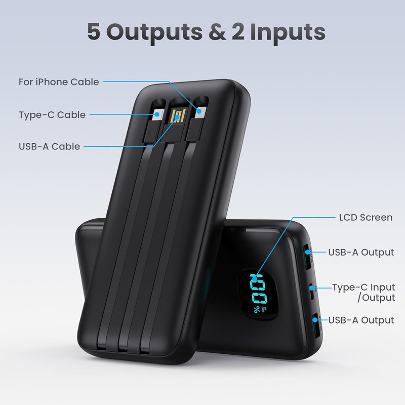 پاوربانک 5 وات مدل HX100H5 ظرفیت 13800 میلی‌آمپرساعت