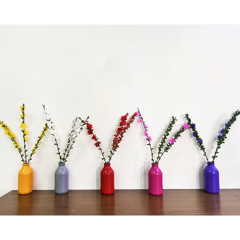 گل مصنوعی شاخه‌ای گل و غنچه، مجموعه 3 عددی، ابعاد 5×2×40 سانتی‌متر، وزن 100 گرم