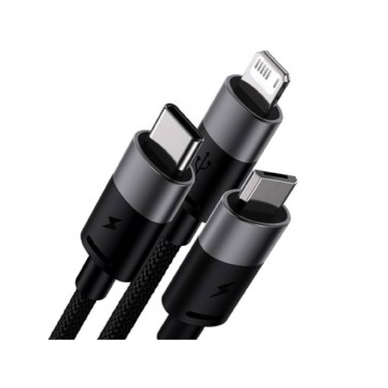 کابل تبدیل USB به لایتنینگUSB-CmicroUSB باسئوس مدل Star Speed طول 1.2 متر
