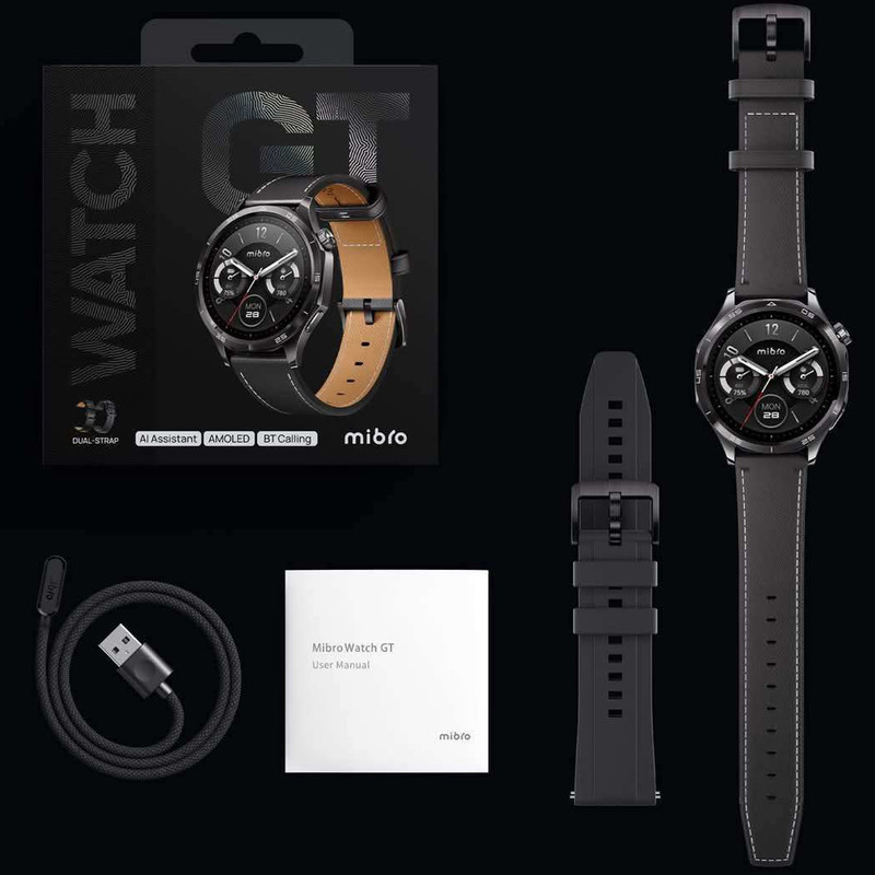 ساعت هوشمند 47 میلی‌متری میبرو مدل Watch GT XPAW026 با بند چرمی