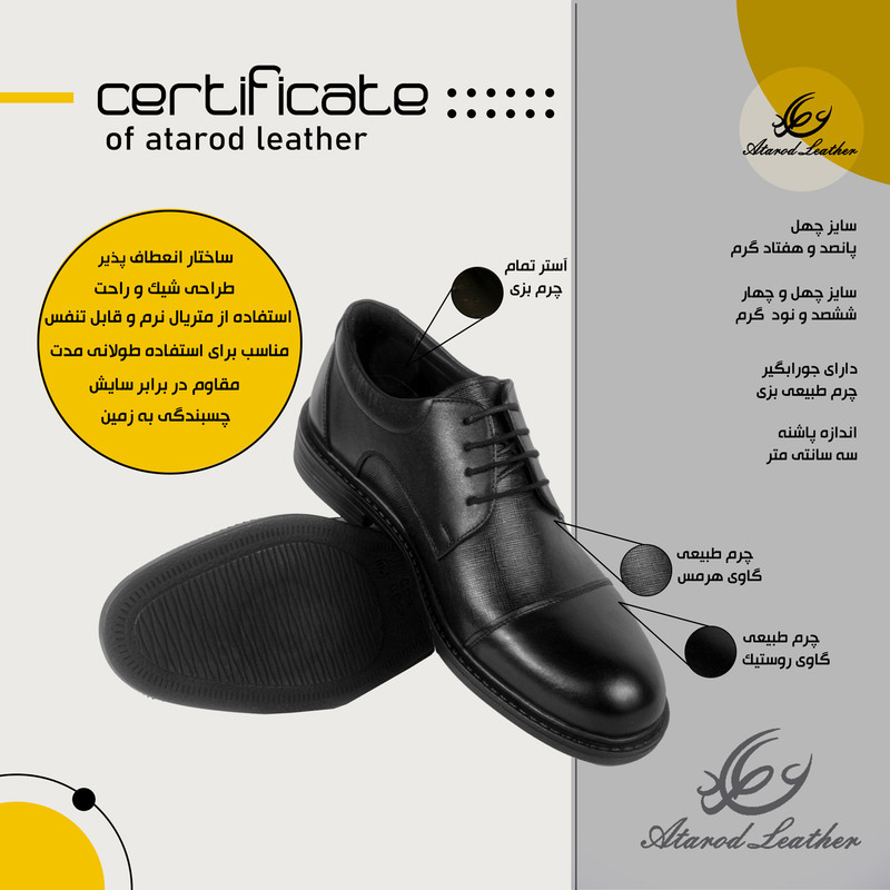 کفش مردانه چرم عطارد مدل  چرم طبیعی کد SH191