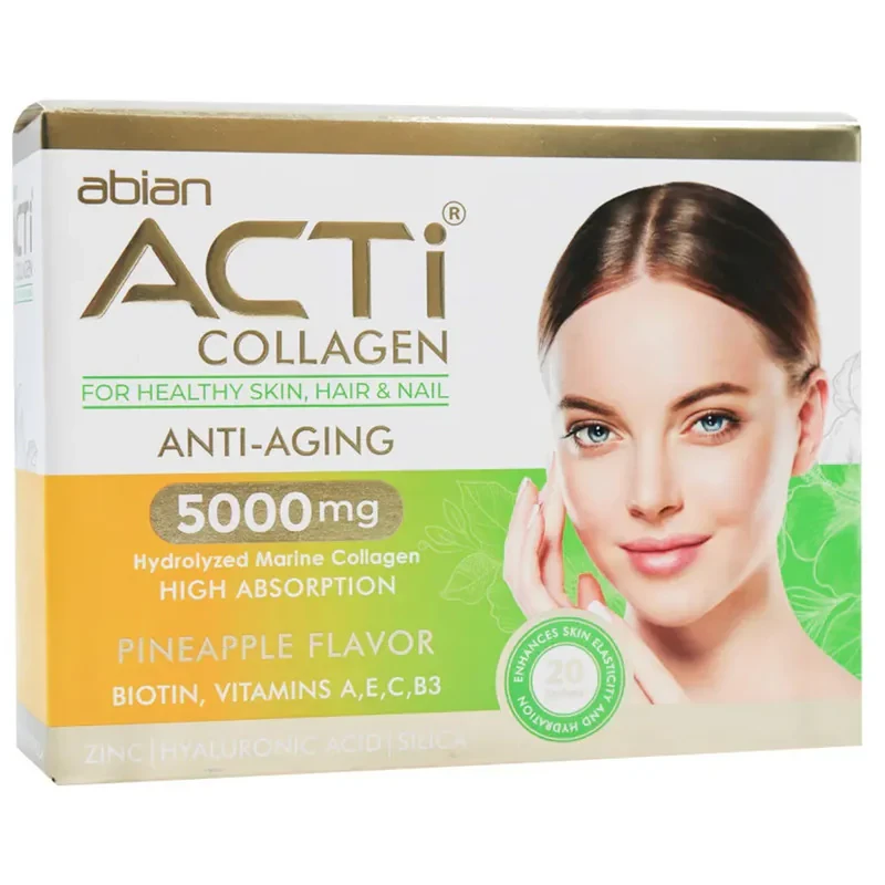 ساشه اکتی کلاژن 5000 میلی گرم با طعم آناناس ابیان دارو بسته 20 عددی