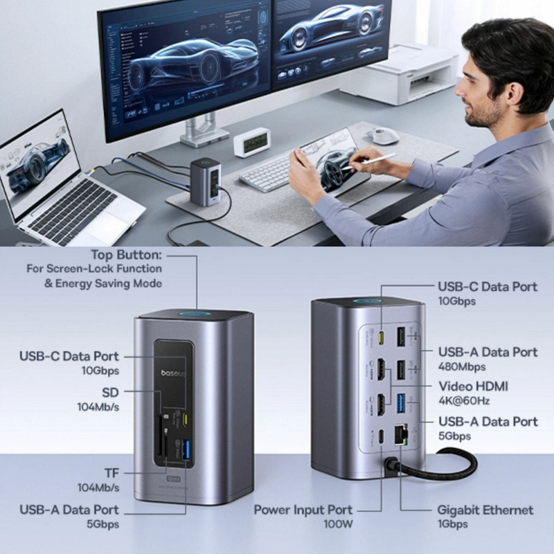 هاب 12 پورت USB-C بیسوس مدل BS-OH198