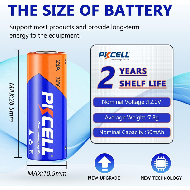باتری 23A پی‌کی سل مدل Alkaline 12V 23A MN21 VR22 L1028 مجموعه 2 عددی
