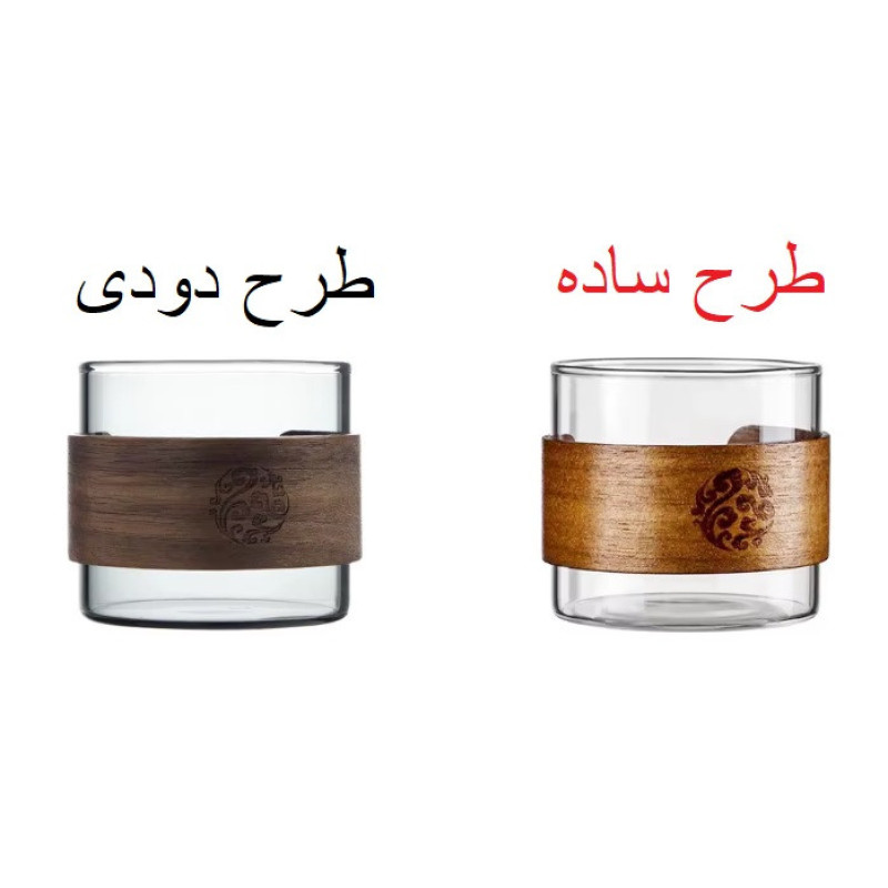لیوان مدل ژاپنی دور چوبی کد 1369n بسته شش عددی