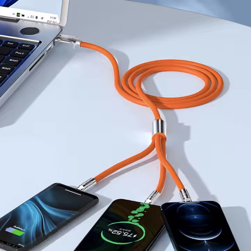 کابل تبدیل USB به USB-CmicroUSBلایتنینگ مدل 017 طول 1.15 متر