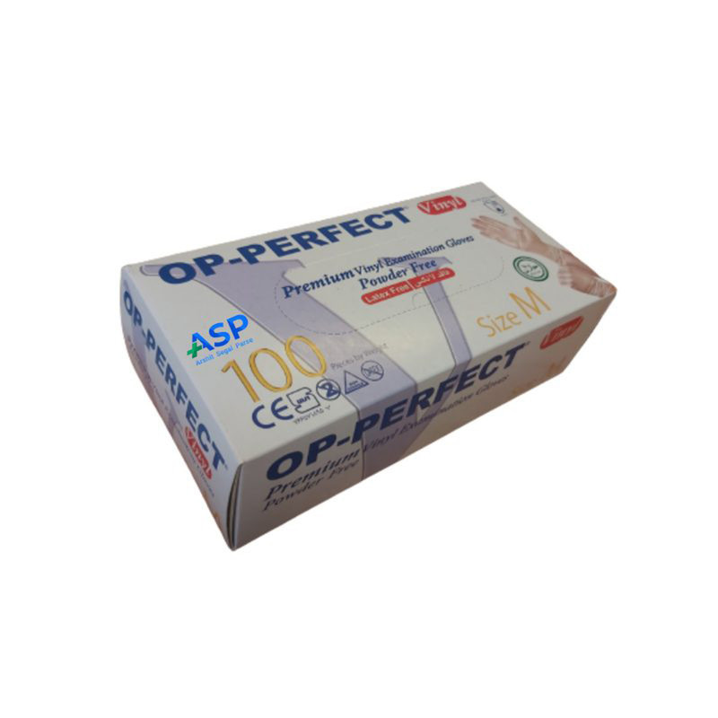 دستکش وینیل اپی‌پرفکت مدل پریمیوم سایز مدیوم بسته 100 عددی