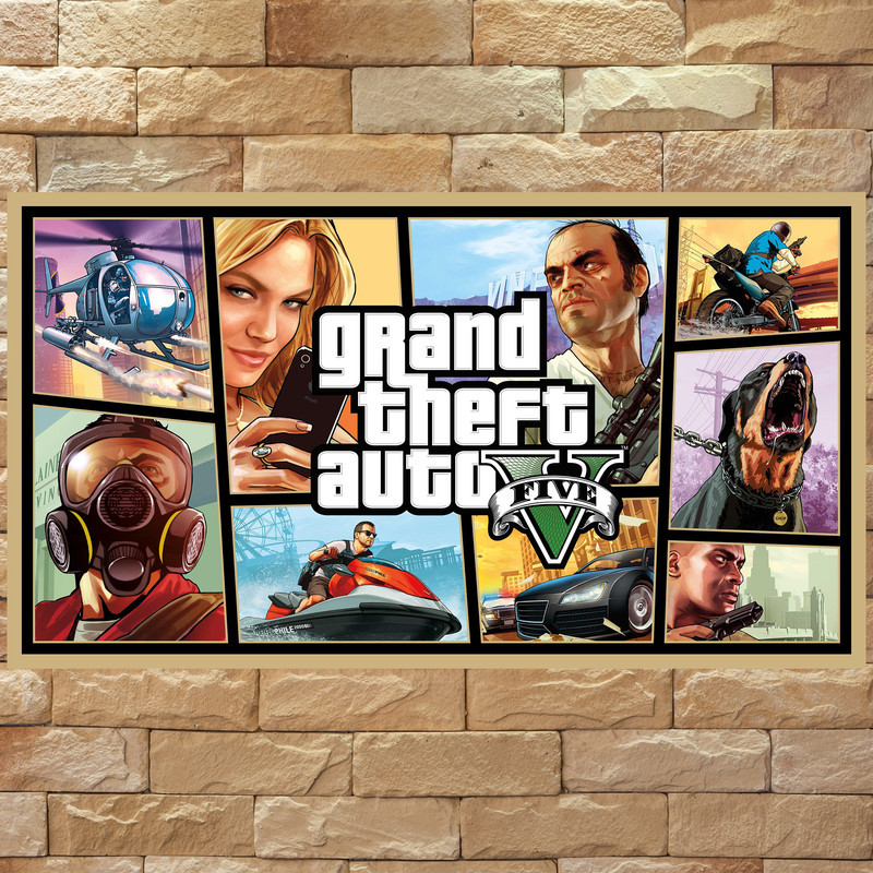 تابلو شاسی مدل گیمینگ طرح پوستر بازی game  کامپیوتر ی  محبوب GTA جی تی ای کد 1086