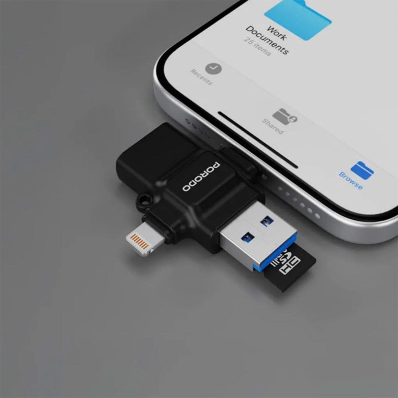 مبدل USB 3.0 OTG به Type C  USB 2.0  لایتنینگ کارت‌خوان TF پرودو مدل PD-ETK09