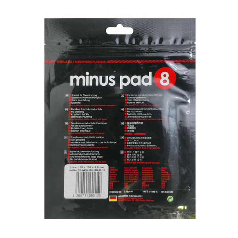 پد خمیر سیلیکون گریزلی مدل minus pad8-100*100*2m