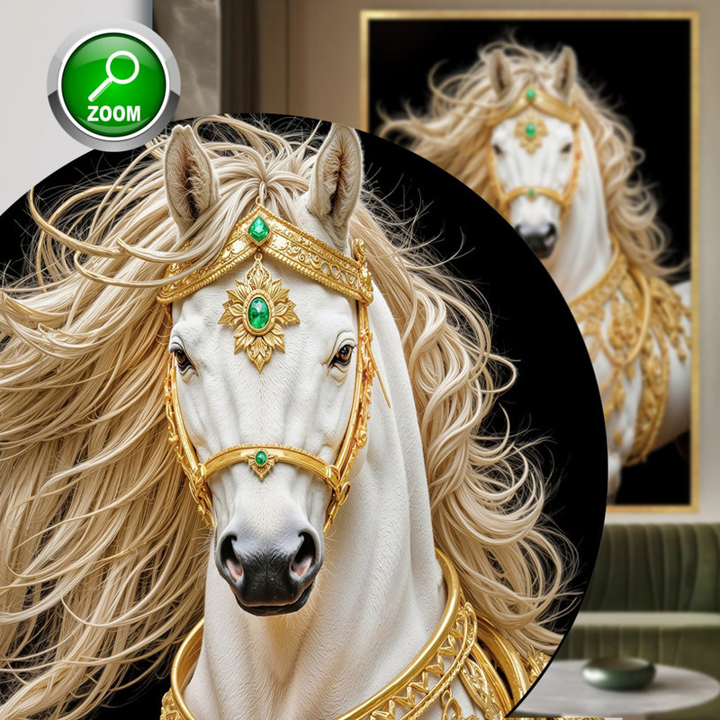 تابلو طرح دکوراتیو حیوانات مدل اسب کد 985 فریم طلایی