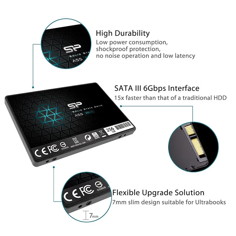 اس اس دی اینترنال SATA III سیلیکون پاور مدل Ace A55 ظرفیت 256 گیگابایت