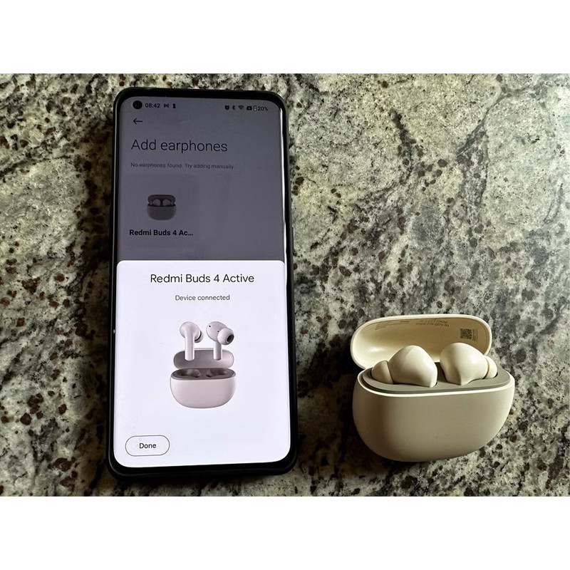 هدفون بلوتوثی شیائومی مدل Redmi Buds 4 Active بدون قابلیت نویز کنسلینگ، درگاه شارژ USB Type-C مقاوم در برابر پاشش آب و تعریق (IPX4)