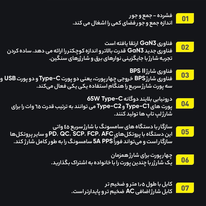 شارژر رومیزی باسئوس مدل Desktop Fast 65W به همراه کابل USB-C