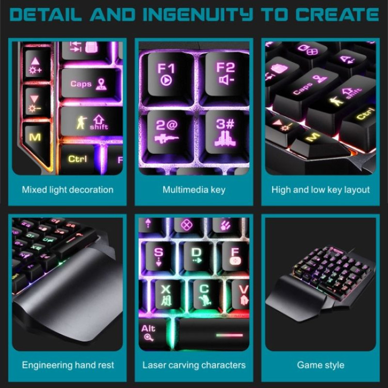 کیبورد گیمینگ شیپادو مدل RGBF6، سوییچ ممبران، Tenkeyless، نورپردازی LED RGB