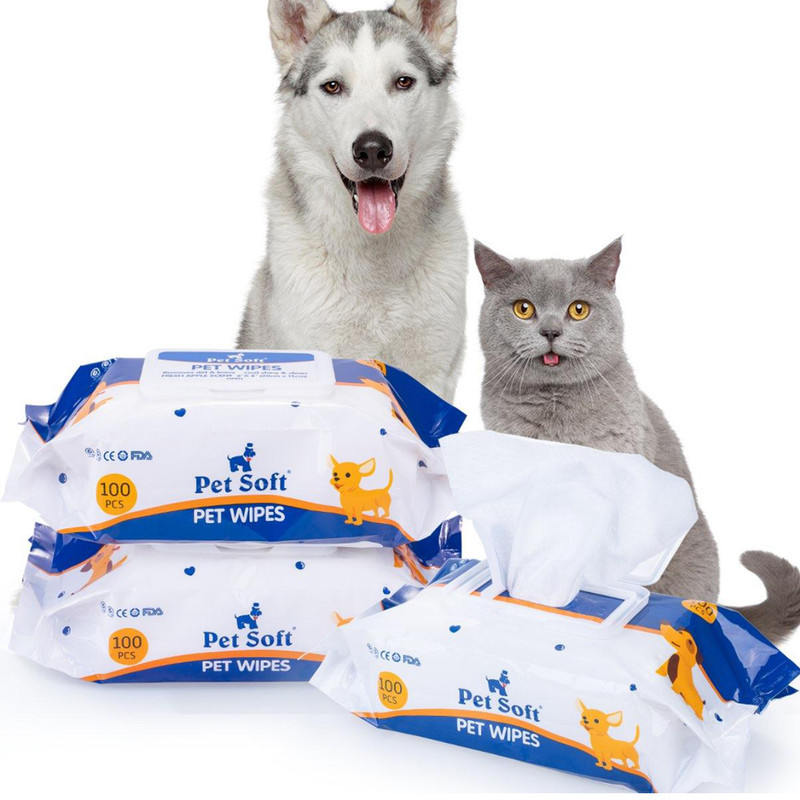 دستمال مرطوب سگ و گربه پت سافت کد Wipes_01