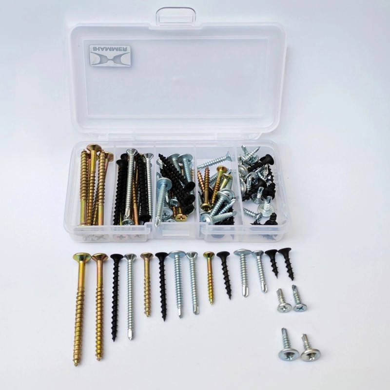 پیچ سر‌مته و ام دی اف و چوب هامر مدل Home Fix R بسته ۱۱۰ عددی