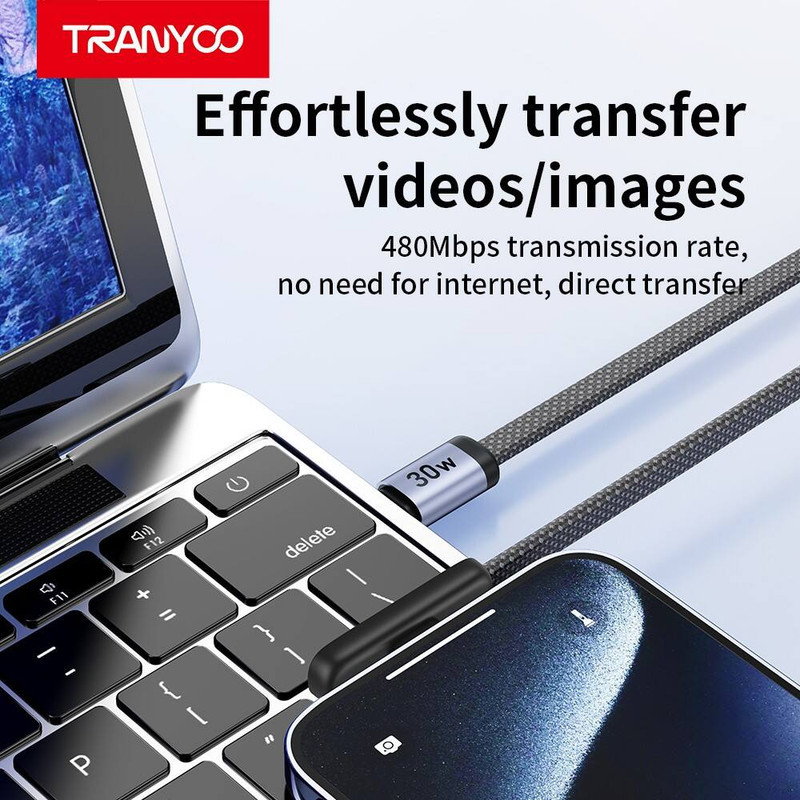 کابل تبدیل USB-C ترانیو مدل CC-3 طول 1.2 متر