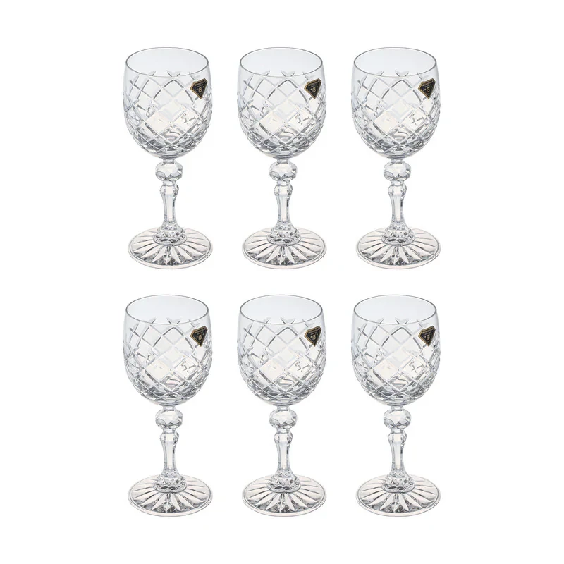 لیوان بوهمیا مدل پایه دار خشتی کد 46 بسته 6 عددی