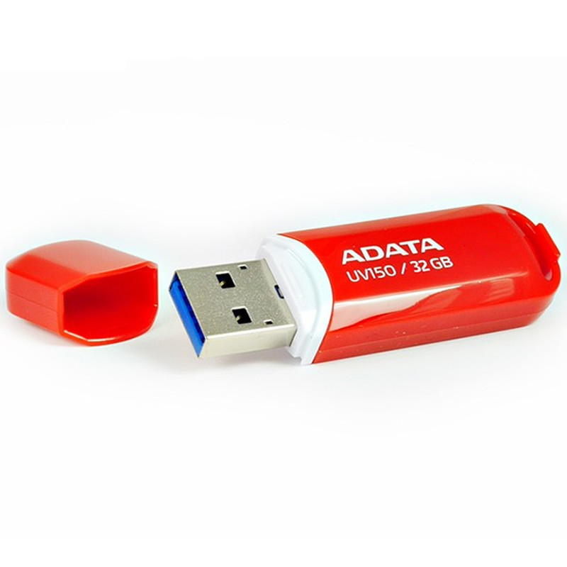 فلش مموری ای دیتا مدل UV150 ظرفیت 32 گیگابایت با رابط USB 3.2 Gen1، سرعت خواندن 90 مگابایت بر ثانیه، سرعت نوشتن 40 مگابایت بر ثانیه، طراحی درپوش‌دار و سازگار با ویندوز، مک و لینوکس