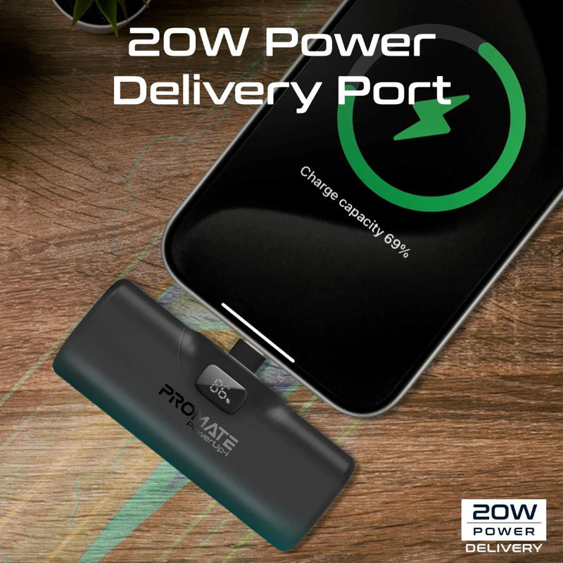 پاوربانک پرومیت مدل POWERUP-I.BLK ظرفیت 5000 میلی‌آمپرساعت