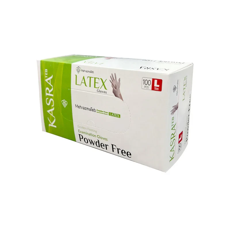 دستکش لاتکس کسری طب مدل Excellent Finishing سایز L بسته 100 عددی