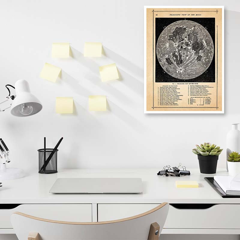 پوستر کارنيکا طرح روزنامه وینتج ماه Vintage Newspaper Moon کد 74688 مجموعه 8 عددی
