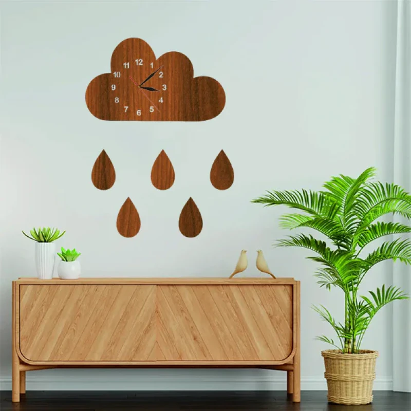 ساعت دیواری پلکسی عقربه‌ای با نشانگر فانتزی مدل چوبی کد C86