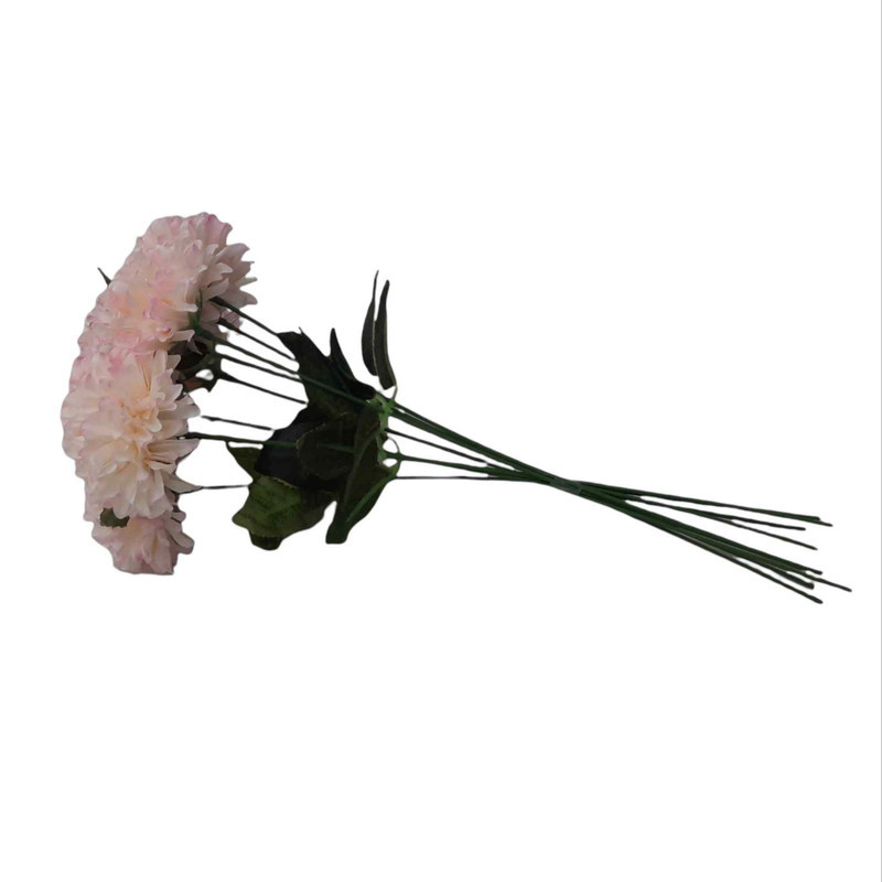 دسته گل مصنوعی گل داوودی شامل 8 شاخه، ارتفاع هر شاخه 44 cm، قطر گل 12 cm، جنس پارچه‌ای و قابل شستشو