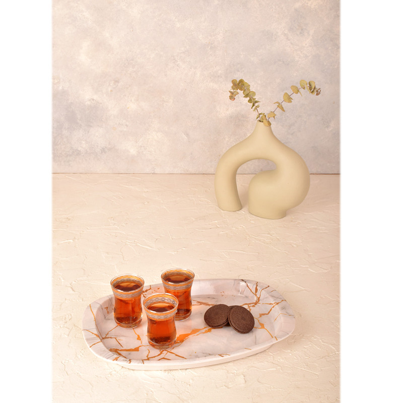 سینی دسته دار مهروز مدل 6652 مرمر سایز 21×31 سانتی متر