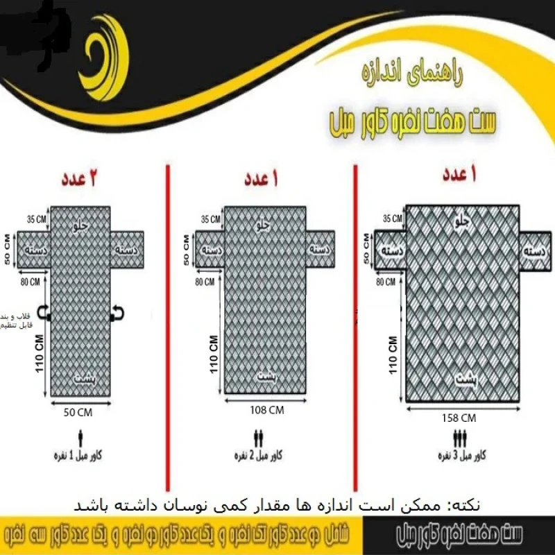 کاور مبل 7 نفره پوشپاک کاور مدل Cushion 7-160