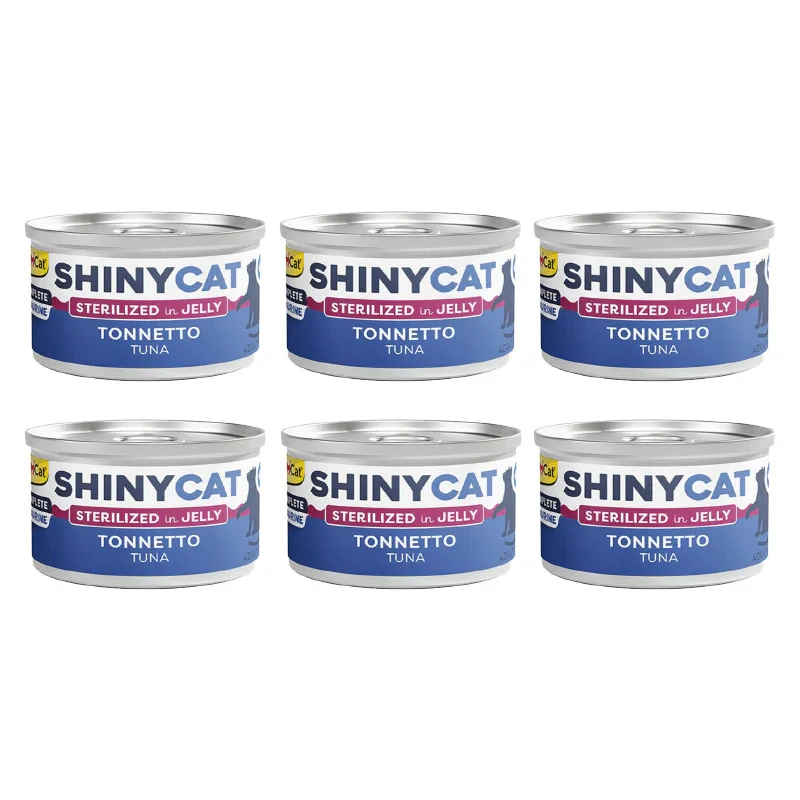 کنسرو غذای گربه بالغ جیم کت مدل Cat Food Sterilized Tuna in Jelly طعم ماهی تن وزن 70 گرم بسته 6 عددی