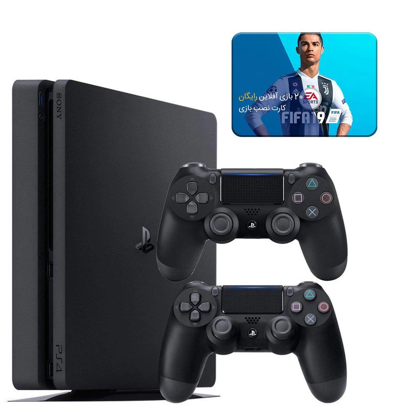 کنسول بازی سونی مدل Playstation 4 Slim ریجن 3 سری CUH-2218B ظرفیت 1 ترابایت به همراه کارت نصب 20 عدد بازی